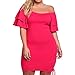 Produktbild Chshe®, Oversize-Kleider Für Frauen, Sexy Womens Plus Size Solid Schulterfrei Aushöhlen Schnürkleid, Rüschen Wickelkleid (Pink)