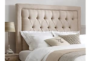 mm08enn BEAUTIFUL LUXURY SPEICAL BEDWORTH HEADBOARD WITH MATCHING BUTTONS IN LINEN FABRIC IN 30" HEIGHT (4ft6 double, Silver Grey)