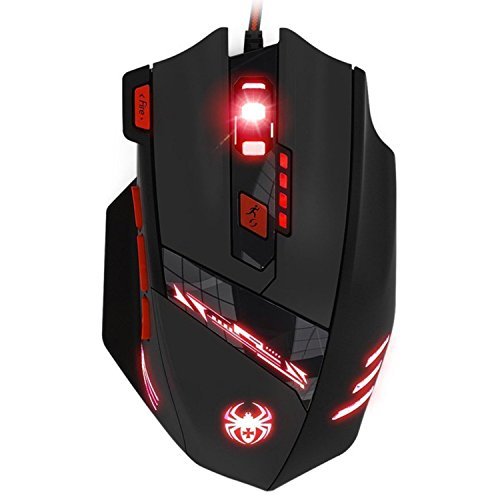 LIHAO Zelotes Ratón T90 9200 DPI Gaming Óptico para PC Ordenador portátil con USB Cable + 6 DPI ajustable + 8 Botones