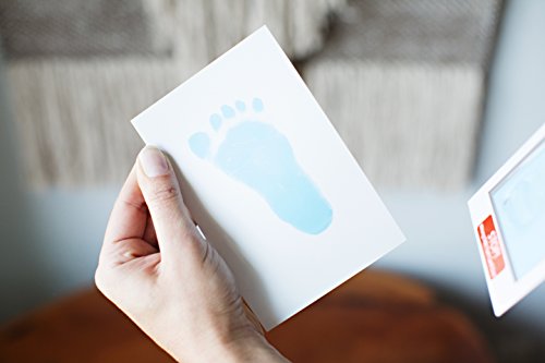 Pearhead 00008 Neugeborene Hand/ Fußabdruck Auflage „Saubere“ Tintenauflage, 2 mal verwendbar, blau - 8