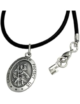 Unbespielt Set Unisex Kettenanhänger Anhänger mit Lederband aus 925 Silber Abmessung 24 x 16 mm inkl. kleiner...