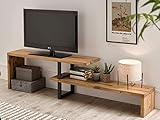 Mueble TV Estilo Industrial-Vintage fabricado en madera maciza de pino 100% natural. Acabado encerado a mano. Patas Metálicas.