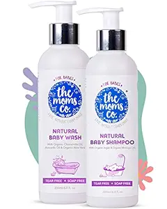 The Moms Co. All Natural Tear-Free Cleaning Bundle for Baby with Tear-Free Natural Baby Wash (200ml) and Baby Shampoo (200ml)