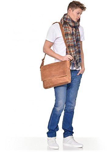 Ledertasche Vintage Leder Umh  ngetasche von URBAN FOREST Damen Herren 14 Zoll Laptoptasche Messenger Bag Aktentasche Arbeitstasche Notebooktasche DIN