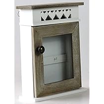 Gachiwar Portachiavi In Legno Con 6 Ganci - Organizzatore Da Parete Moderno, Design 'HOME', Bianco, 27x20 Cm - Foto 2