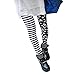 Produktbild SODIAL(R) Frauen Gamaschen Schwarz Strumpfhose mit Streifen und Sternen Muster Weiss Modern