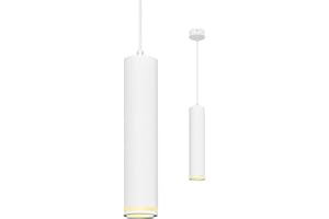 BOYIR Lampadario a Sospensione Moderno 30cm, Lampada a Sospensione con Portalampada GU10, Lampadario Cilindrico Bianco, Lampadari Regolabile in Altezza per Soggiorno, Camera da letto, Cucina