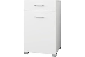 ML DESIGN MODERN LIVING ML-Design Mobile Portabiancheria Armadietto da Bagno con Cassetto e Cestello Biancheria Sporca 50x78,5x45 cmm Arredo Salvaspazio, Portaoggetti, Multiuso Mobile in Legno MDF Bianco