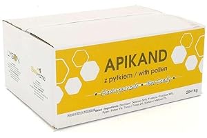 CENTRUM PSZCZELARSKIE ŁUKASIEWICZ Bienenfutter - Zucker-Teig - Zucker-Paste - Landwirtschaftliches Zubehör - Natürliche Produkte - Imkerei - Honig - Bienenhaltung - Apikand Bienenfondant Teig mit Pollen 20 x 1kg