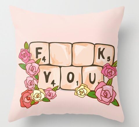 Unique Style Pillowcases Fk Love Pink Floral Style Lovely Amazing Beauty Nice Pillow Cover Pillow Protector Cases 18x18 Inch