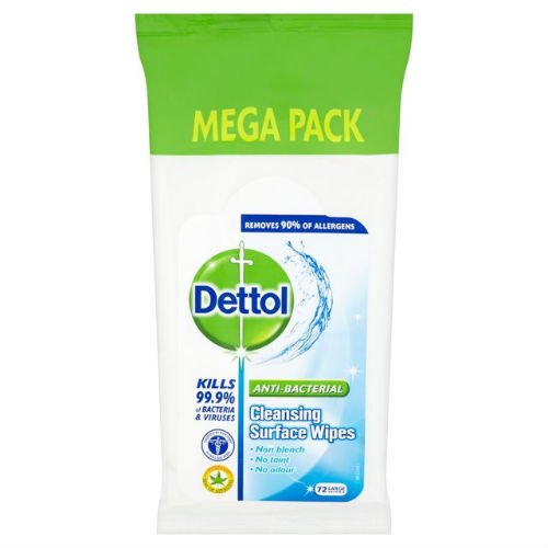 Dettol Antibac Surface Cleanser Wipes 72 per pack case of 8