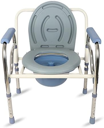 HJHY® Commode chair, Steel pipe can be folded Height adjustable Bathroom Stainless steel Shower chair Sturdy waterproof