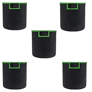 GroWonder Grow Bags, Heavy-Duty Thickened NONWOVEN Aeration Fabric Plant Pots with Durable Handles, Vegetable/Flower/Plant Container, Indoor & Outdoor, Black,Size : 12 Inch X 14 Inch (Pack of 5)