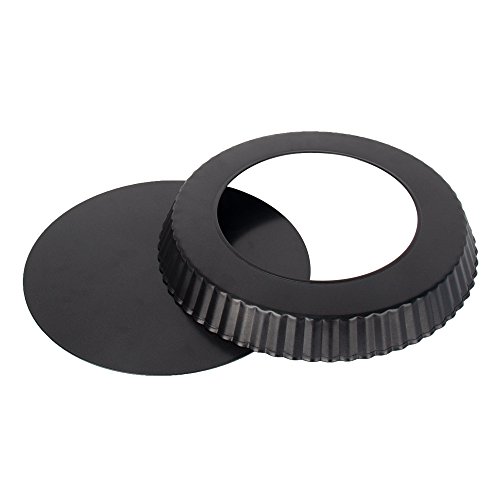 SIMINLIU Quicheform und Obstkuchenform mit Hebeboden FDA gute Antihaftbeschichtung 23CM schwarz - 3