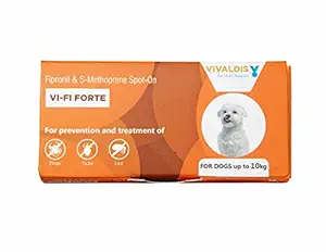 VI-FI Forte 0.67ml - Single Pipette: Spot On for Prevention & Treatment of Fleas, Ticks and Chewing lice infestation for Dogs Weighing Upto 10kg