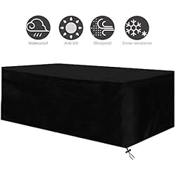 Osarke Housse Salon de Jardin Housse Table de Jardin Imperméable Bâche Salon de Jardin Housse Mobilier Jardin Extérieure Protection Meubles de Jardin Tissu Oxford 420D (200 x 160 x 70cm) - Noir