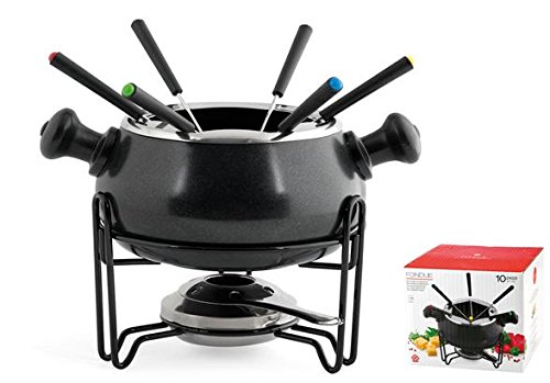 détail Home 8983830 Service à Fondue Anti-Fondue 10 Pièces-Métal Noir