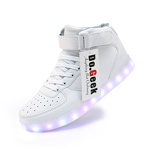 DoGeek Zapatos Led Negras Hombre 7 Color USB Carga LED Zapatillas Luces Luminosos Zapatillas Led Deportivos para Hombres Mujeres (Elegir 1 tamaño más Grande)
