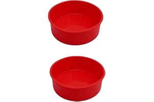 REECAGO 2pcs 6 Inch Cake Tins for Baking, Silicone Cake Moulds Round Cake Baking Pan Non-Stick Quick Release Suitable Baking Tray for Muffins Puddings Bread