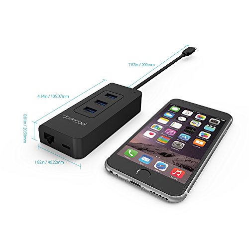 [Ultra dünn und leicht]dodocool USB C Transfer USB A 3.0 Hub RJ45 10/100/1000 Mbit USB C Power Delivery PD 2.0 für Apple neue MacBook/MacBook Pro - 4