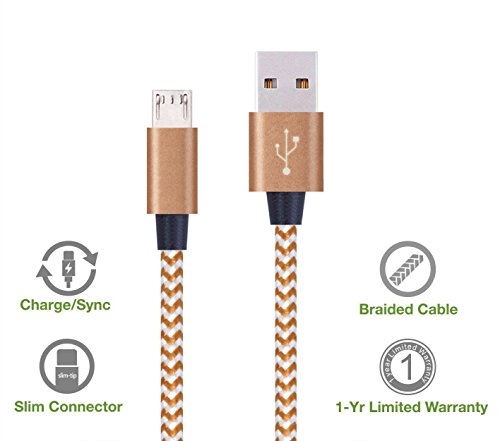 Flashstye 3Pack 1M 2M 3M Micro USB Cable Ultra Strong and Durable Nylon Braided Android Phone Charger Wire Quick Syncing and Charging USB Cord for Android Device, Samsung Galaxy, TCL, Sony, Nexus, Motorola, Sprint and More.(brown silver) - 3