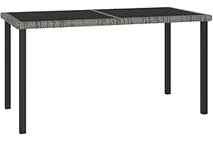 vidaXL Mesa de Comedor para Jardín Patio Terraza Balcón Muebles Mobiliario Soporte Exterior Cocina Duradera Ratán Sintético Gris 140x70x73 cm