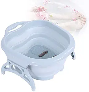 Jukkre Foldable Foot Bath Barrel Foot Tub Massage Roller, Heightening Feet Thick Barrel, Household Plastic Foot-bath, Feet Insulation Barrel (50 x 41 x 21 cm)