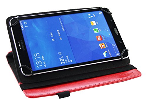 Emartbuy® Alcatel OneTouch Pixi 3 10 Zoll Tablet Universal ( 9 – 10 Zoll ) Rot Premium PU Leder 360 Grad Rotierende Stand Folio Geldbörse Tasche Hülle + Schwarz Eingabestift - 5