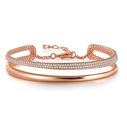 Angelady Bracelet Argent Femme Bracelet Or Rose avec des Cristaux Swarovski, Bracelet Argent Infini Cadeau Anniversaire Femme -avec Boîte Cadeau