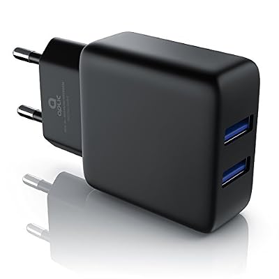 CSL-Computer CSL - Chargeur USB 2A / 2000 mA | 2 Ports USB Secteur Mural | Adaptateur électrique pour Tablette / iPad / Samasung Galaxy / LG / Sony / iPhone X / 8 Plus / 8 / 7 Plus / 7 / 6 Plus | noir
