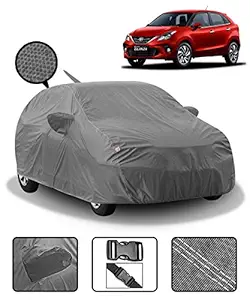 Fabtec Car Body Cover for Toyota glanza with Mirror & Antenna Pockets (Heavy Duty, Full Sized, Triple Stitched, Grey)