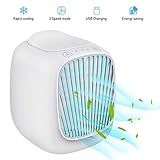 Refroidisseur d'air, Hisome Mini Ventilateur Climatiseur 3 en 1 Portable USB Refroidisseur D'air Humidificateur et Purificateur avec 3 Vitesses (2019 Version)