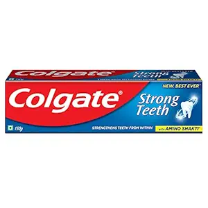Colgate Strong Teeth Toothpaste with Amino Shakti - Indias No.1 Toothpaste for Cavity Protection (150 g)