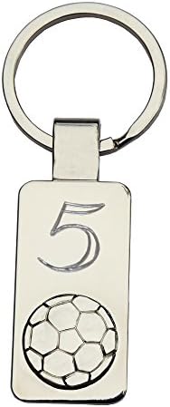 Soccer keychain / keyholder with soccer emblem with engraving. IMMEDIATE ENGRAVING + PREVIEW The jersey number on one side (2 characters maximum) AND the firstname on the other side