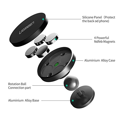 UGREEN Supporto Auto, Supporto Magnetico Cellulare Auto Porta Cellulare su Cruscotto con Adesivo 3M Rotazione di 360 Gradi per iPhone X / 8 Plus / 8, Samsung Galaxy S9/ S9+/ S8, Huawei P20/ P20 Lite.