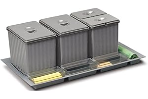 GOLLINUCCI Cubo de basura para cajón extraíble bajo fregadero de la cocina, 90 cm, 4 cubos de 30 cm de altura, para recogida selectiva, cód. 902