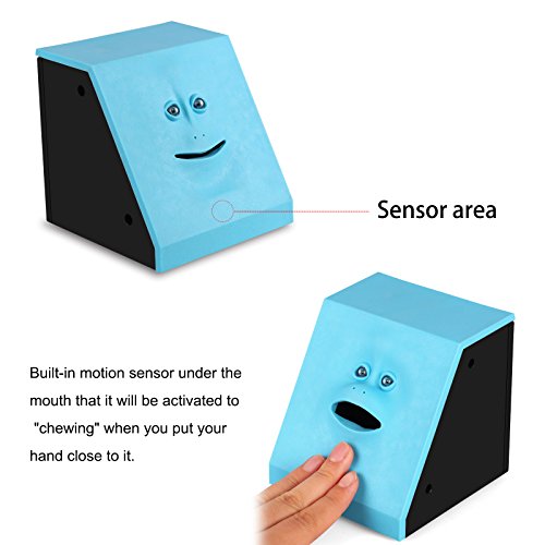 Geld sparen Bank Münze Bank Automatische Geld sparen Box Gesicht Bank Piggy Bank (Blau) - 5