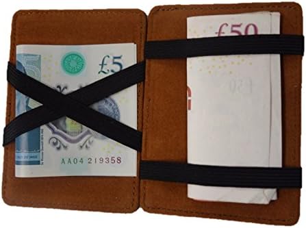 ABS Leather Quality Soft Cowhide Leather Magic Flip Milkman/Puzzle Money Credit Card Wallet in Tan