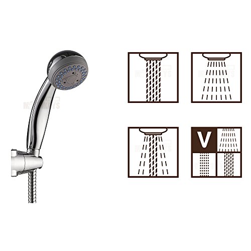 Dusch Set Überkopfbrause Set Regendusche Duschkopf Steigrohr Wellness Handbrause Metall-Brauseschlauch 150cm - 4