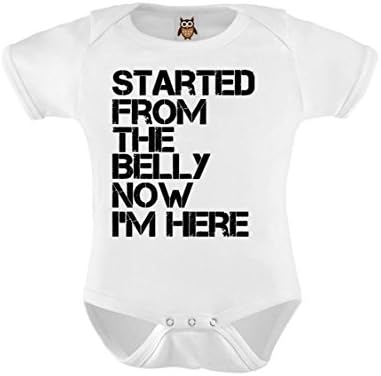 Started From The Belly Now I'm Here Funny Baby Vest / Bodysuit / Onesie (0-3)