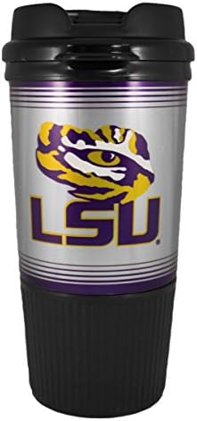 GameDay Novelty NCAA LSU Tigers Insulated Platinum Gripper Travel Tumbler with No Spill Flip Lid, 16 oz
