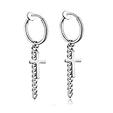 Tamaño de los pendientes: pendientes de hombre y mujer con diámetro interior: 12 mm. Colgante de cruz. Longitud: 23 mm.