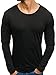 Produktbild Swallowuk Männer Langarmshirt Casual Slim Fit V-Ausschnitt Hemd Bluse Sports T-Shirt Pullover Sweatshirts Streetwear Tops (XL, Schwarz)