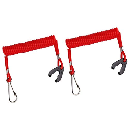 STONCEL sicurezza barca a motore fuoribordo Kill switch Key LanYard accensione rosso, 2 Pack