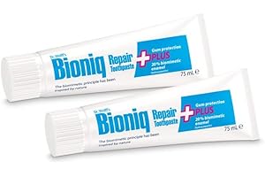 Dr. Wolff's Bioniq Plus Dentifricio 2x75ml | Senza fluoro con idrossiapatite biomimetica | per denti sensibili | Aiuta a ridurre il sanguinamento delle gengive