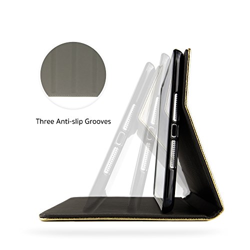 iPad Mini 4 Hülle – Deenor [Customize und Hand Stickerei][Cool Mode Design] Luxus PU Leder Flip Stand Tasche Abdeckung Mit Magnetisch Auto aufwachen / Schlaf Funktion Tasche Schutzhülle Hülle für Apple iPad Mini 4 Generation. (Gold Monster) - 6