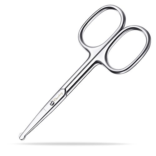 Chooling Facial Hair Scissors (Made of Forged & Polished Stainless Steel) - Safety Hair Scissors for Eyebrows, Eyelashes, Nose hair, Ear hair, moustache and beard