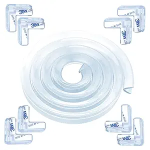 Baby Proofing, Eastern Eagle 13.2 ft Silicone Edge Protector Strip, Soft Corner Protectors for Kids, Pre-Tape Adhesive Corner Protectors for Furniture Against Sharp Corners for Table