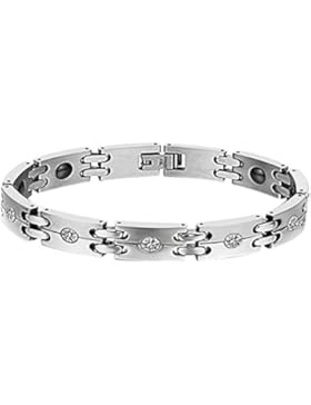 JewelryWe Schmuck Damen Herren Edelstahl Magnet Armband Kette mit Kohlenstoff Faser Armreif Armbänder