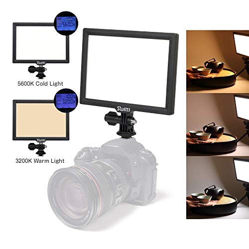 LED Video Light 16W Dimmable Video Light Kit 3200K-5600K for DSLR Camera CRI 95+, Switti on Camera Video Light Color Temperature and Brightness Adjustable(Power Adapter or Batteies NOT Included)